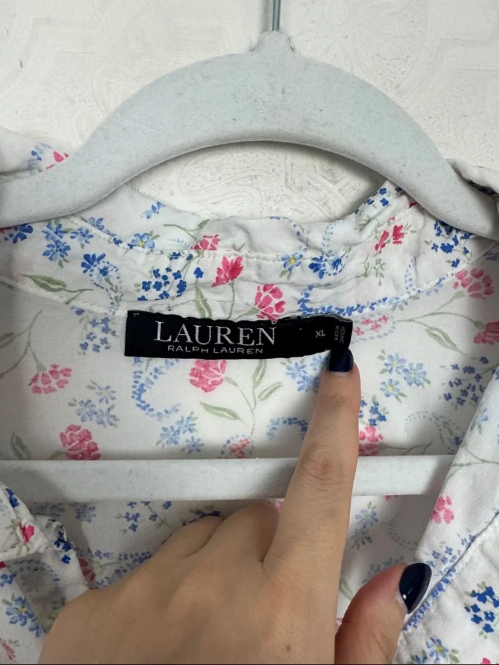 Lauren Ralph‎ Lauren Floral Pajama Top XL Button Down Cottagecore Soft